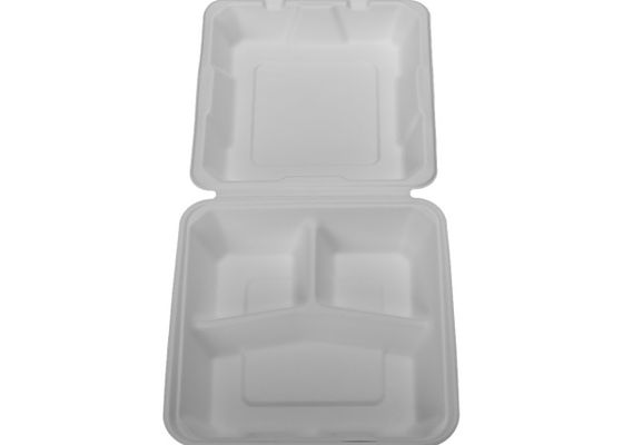 8 Inch 3 Compartment Plant Fiber Biodegradable Takeout Containers