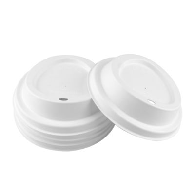 100% Biodegradable Compostable Natural Sugarcane Pulp Flat Swivel Round Boba Lid Cup Cold Cup Lids