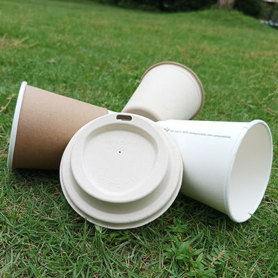 Compostable Molded Sugarcane Disposable Cup Cover For Beverage Packaging