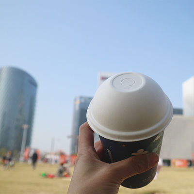 80 90mm Biodegradable Bagasse Cup Lids For Hot Cold Drinking