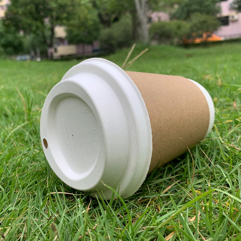 Compostable Molded Sugarcane Disposable Cup Cover For Beverage Packaging